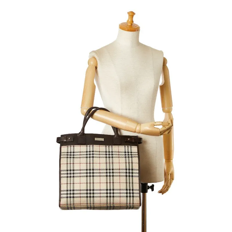 Burberry Nova Check Canvas Leather Tote Bag