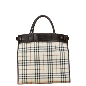 Burberry Nova Check Canvas Leather Tote Bag