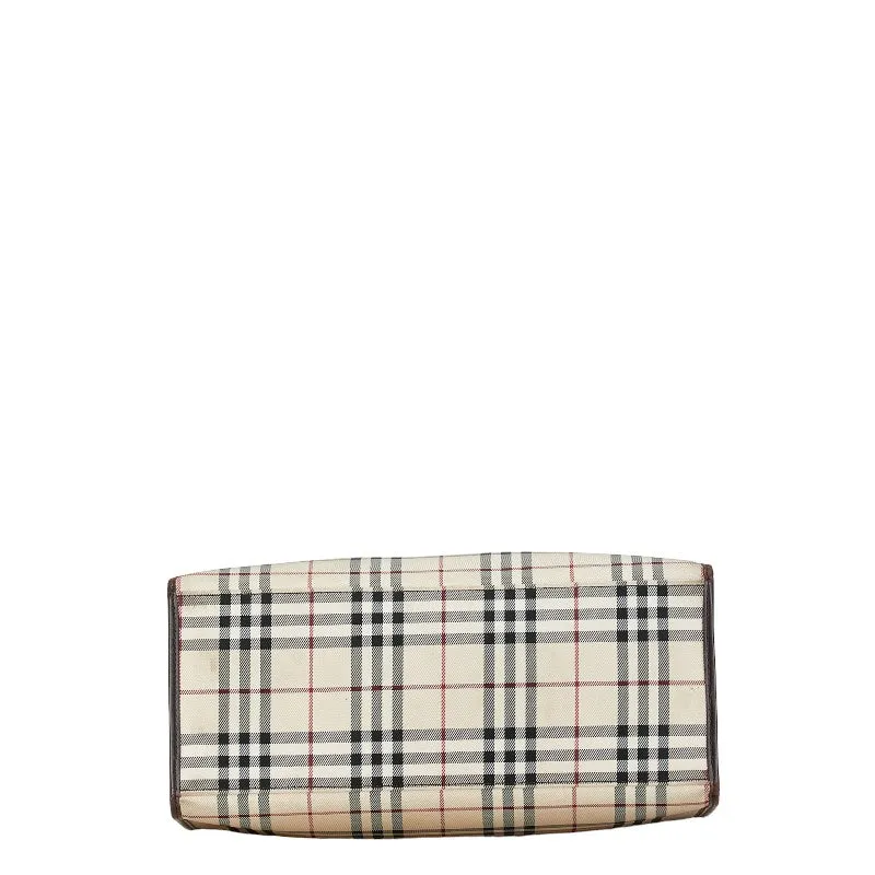 Burberry Nova Check Canvas Leather Tote Bag