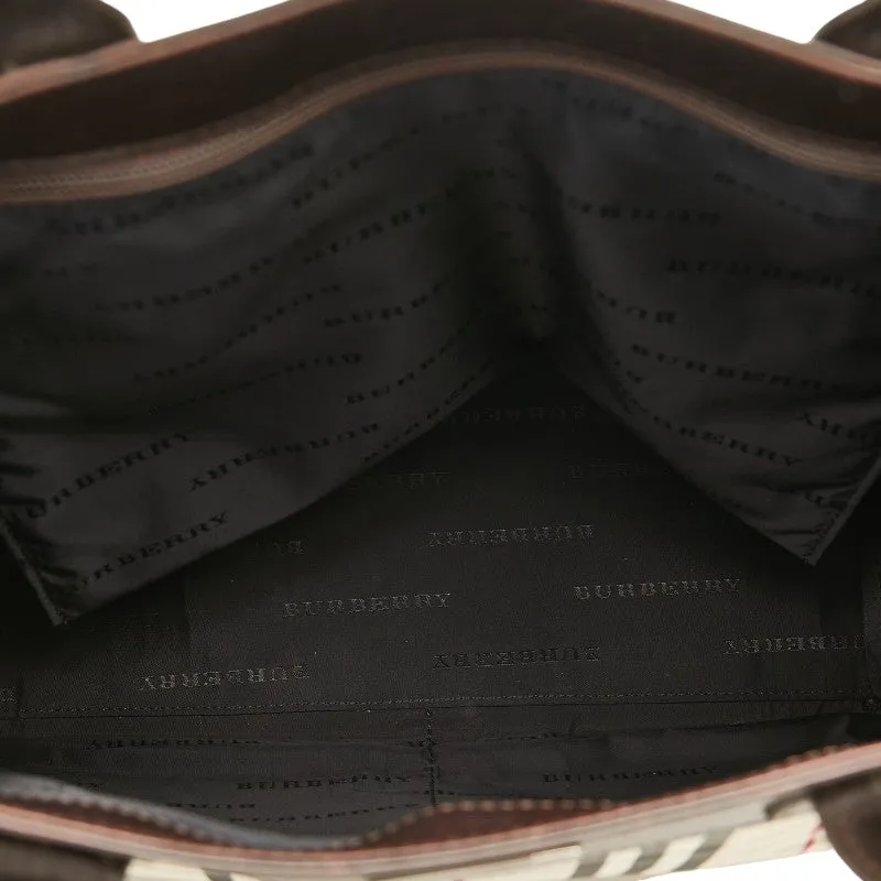Burberry Nova Check Canvas Leather Tote Bag