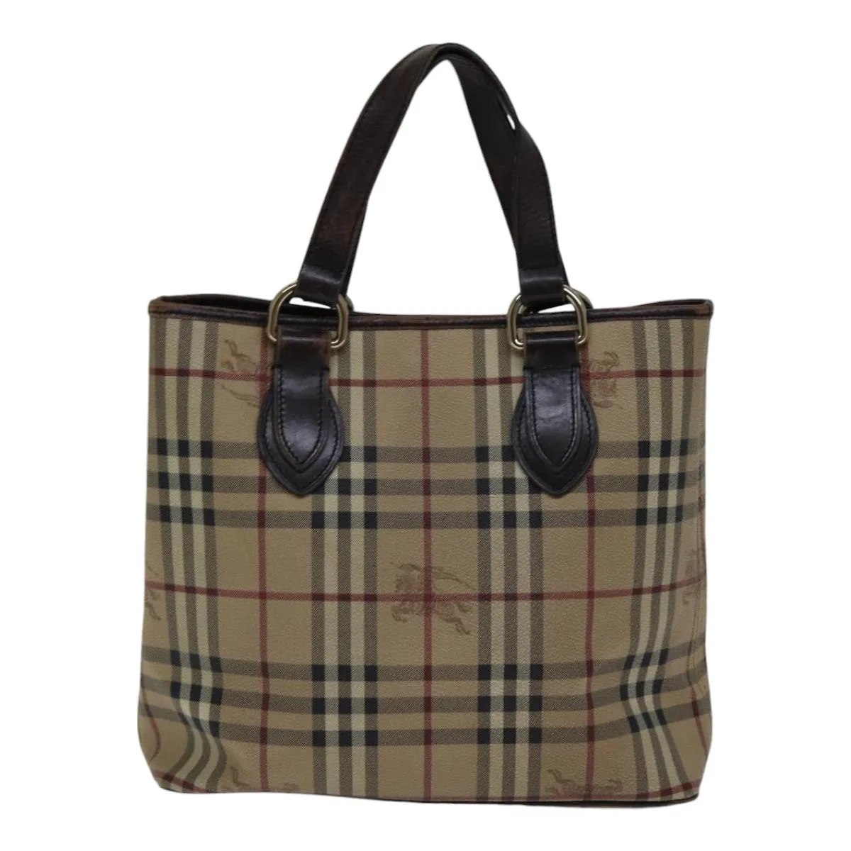 BURBERRY Nova Check Tote Bag PVC Beige Auth 89282
