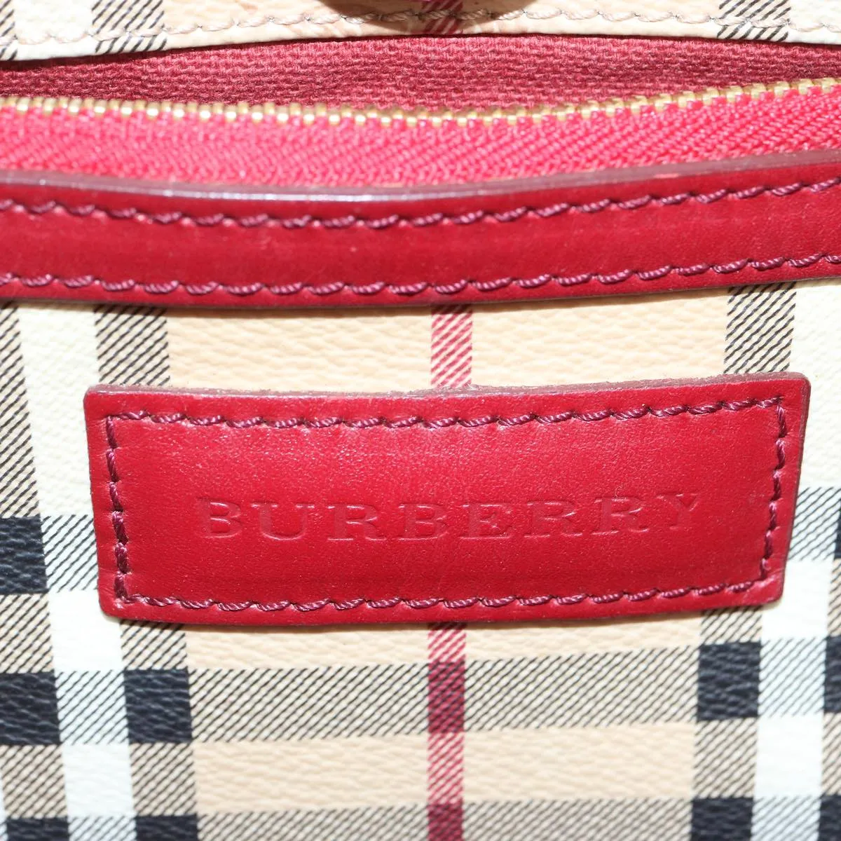 BURBERRY Nova Check Tote Bag PVC Beige Red  66734