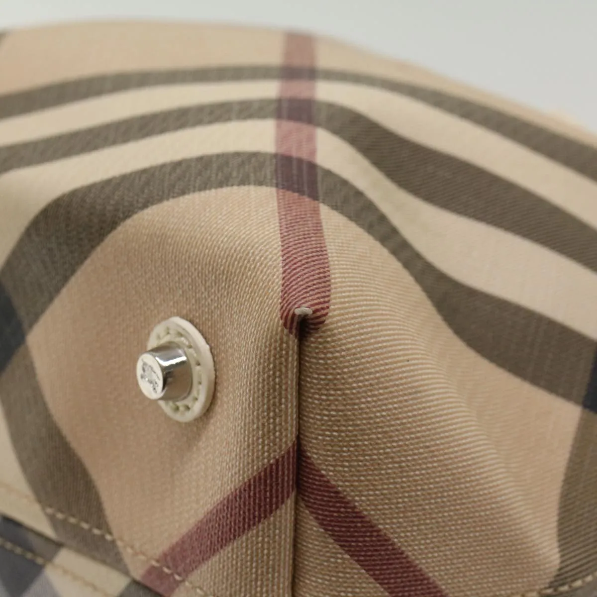 BURBERRY Nova Check Tote Bag PVC Leather Beige  51455