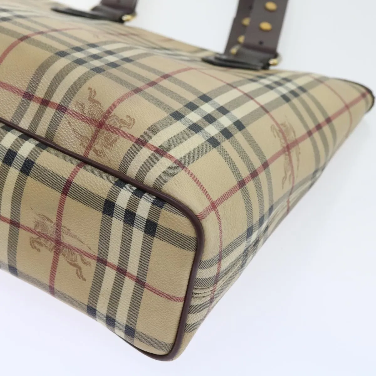 BURBERRY Nova Check Tote Bag PVC Leather Beige  56575