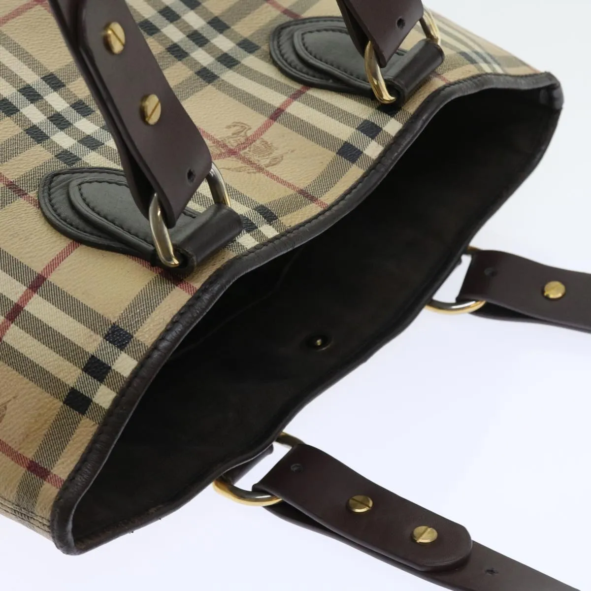 BURBERRY Nova Check Tote Bag PVC Leather Beige  56575