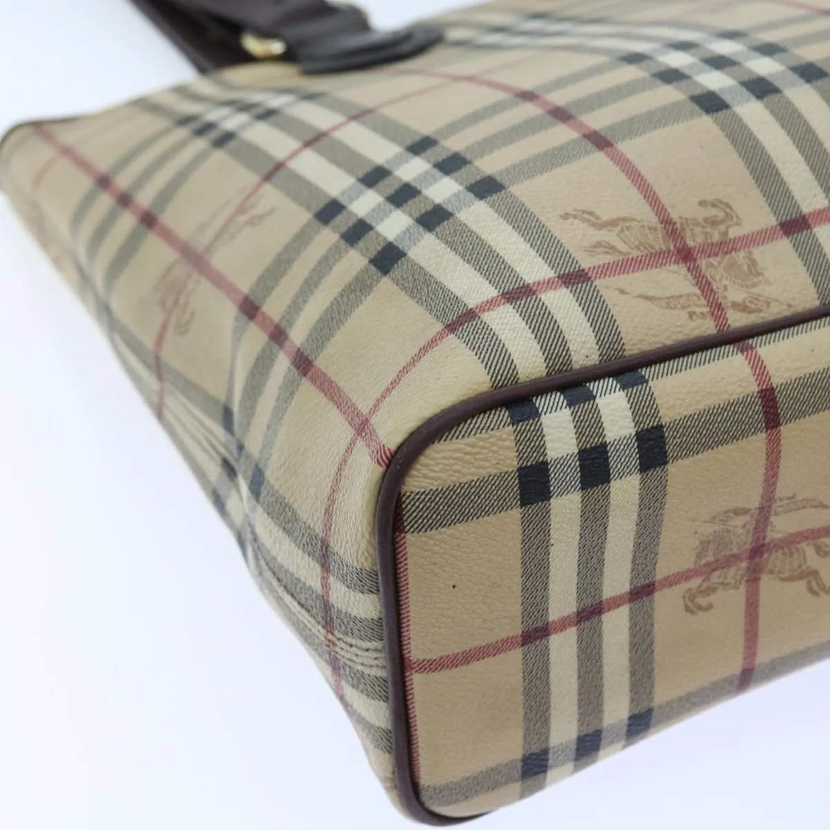 BURBERRY Nova Check Tote Bag PVC Leather Beige  56575