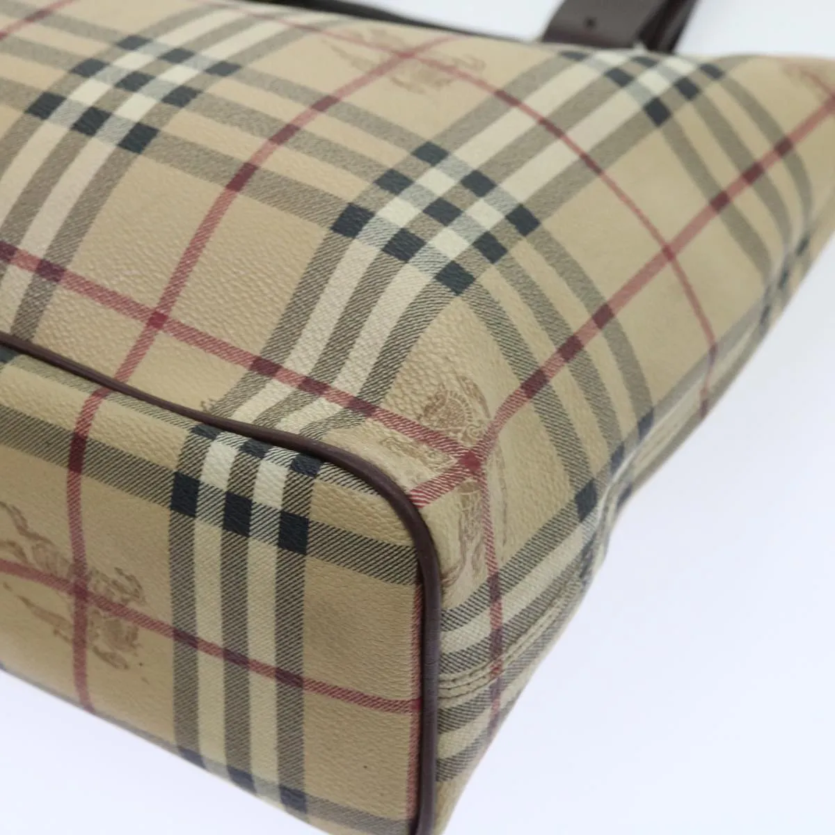 BURBERRY Nova Check Tote Bag PVC Leather Beige  56575