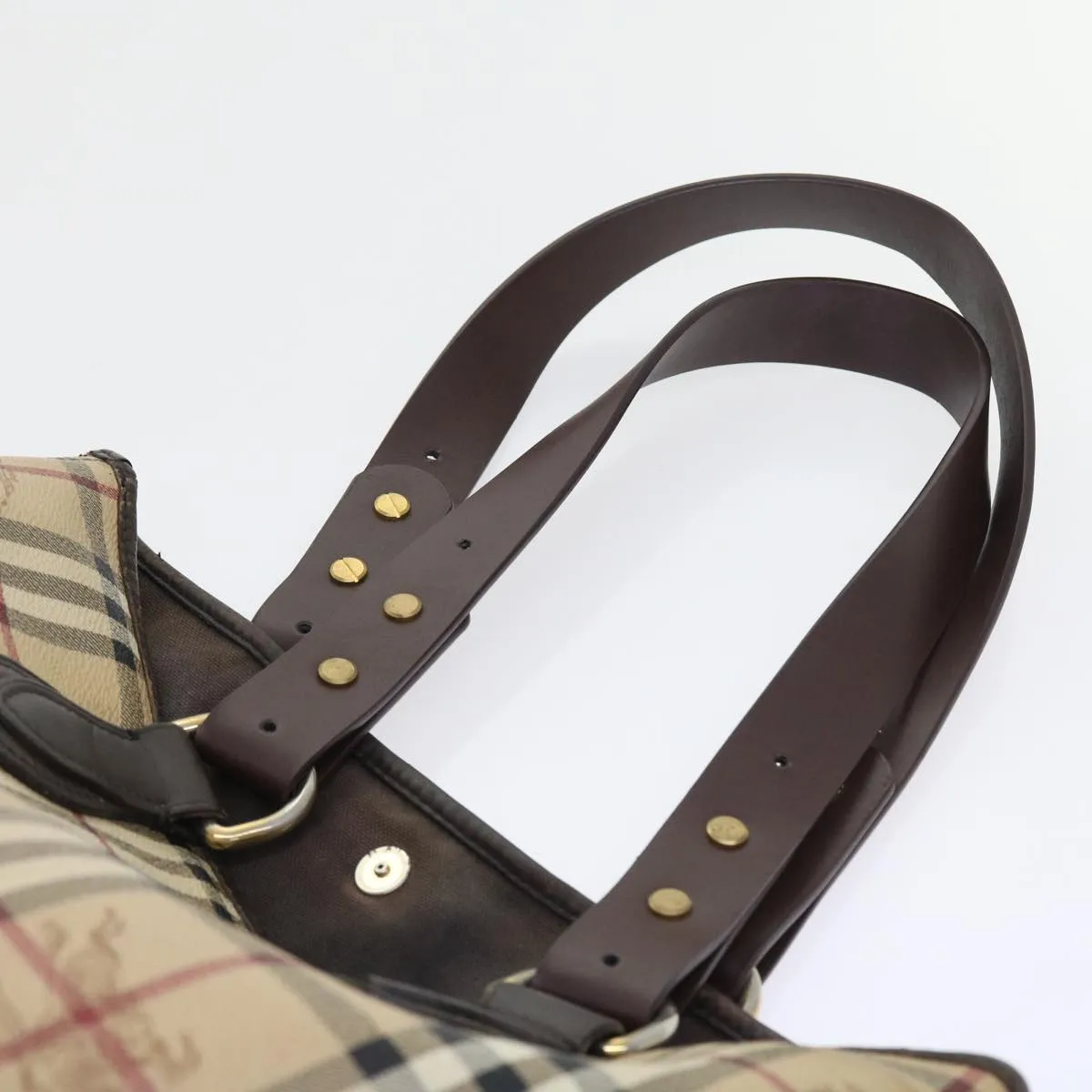 BURBERRY Nova Check Tote Bag PVC Leather Beige  56575