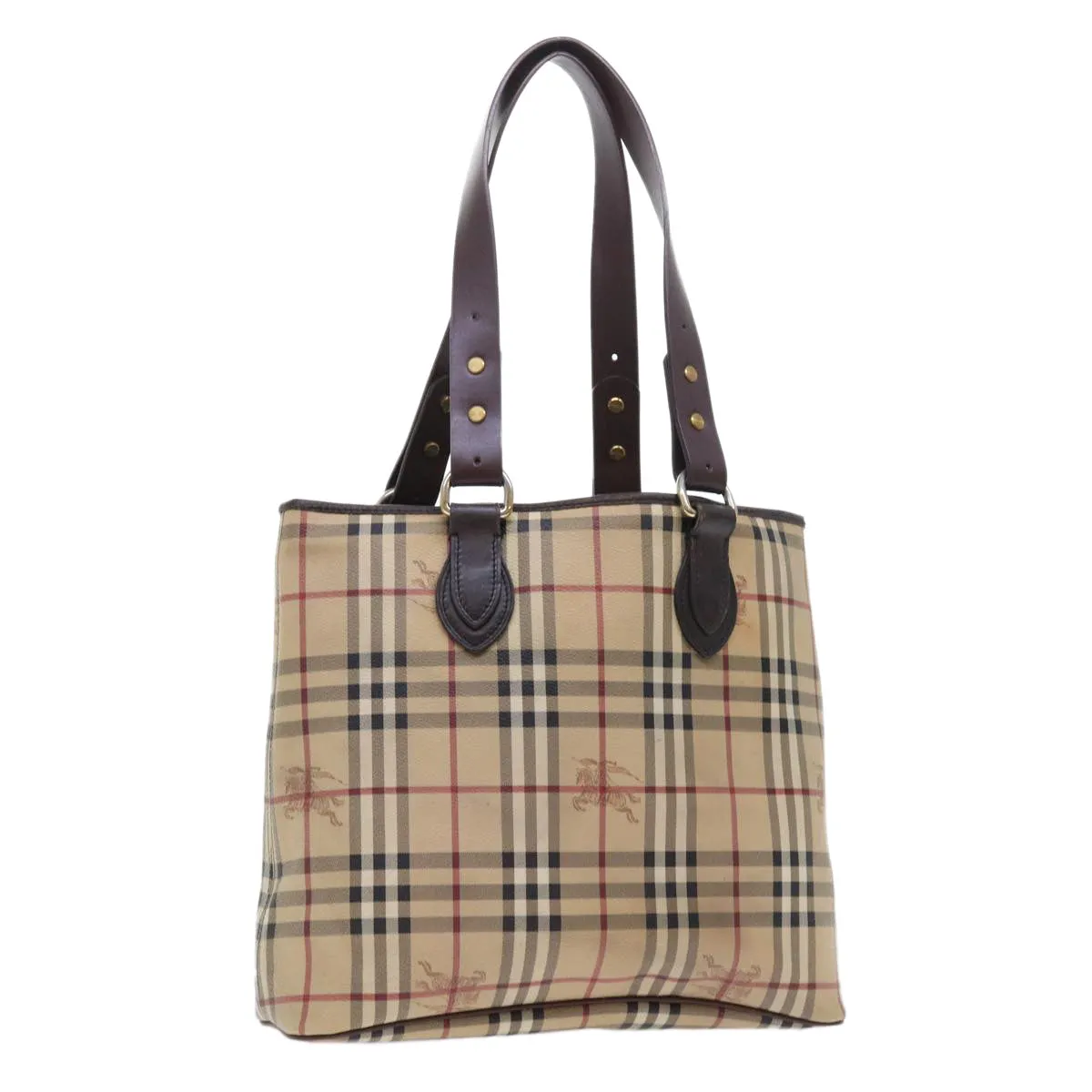 BURBERRY Nova Check Tote Bag PVC Leather Beige  56575