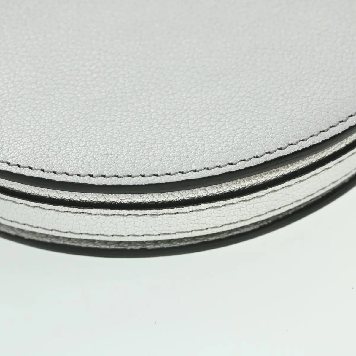 BURBERRY Olympia Chain Shoulder Bag Leather Silver Auth 54029