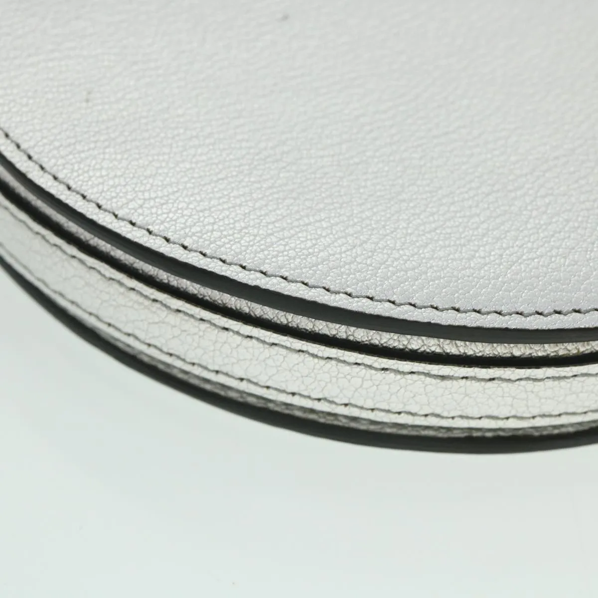 BURBERRY Olympia Chain Shoulder Bag Leather Silver Auth 54029