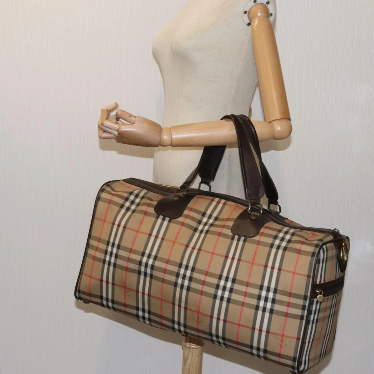 BURBERRYSs Nova Check Boston Bag Canvas Beige  yk11757