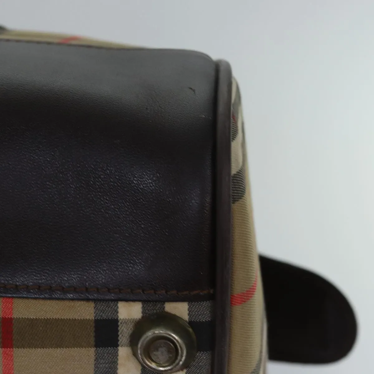 BURBERRYSs Nova Check Boston Bag Canvas Brown Beige Auth ki4621