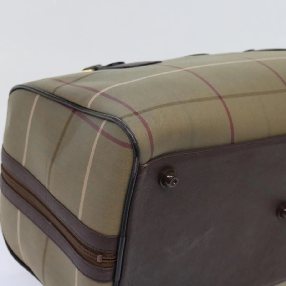 BURBERRYSs Nova Check Boston Bag Nylon Canvas Brown Auth hk981