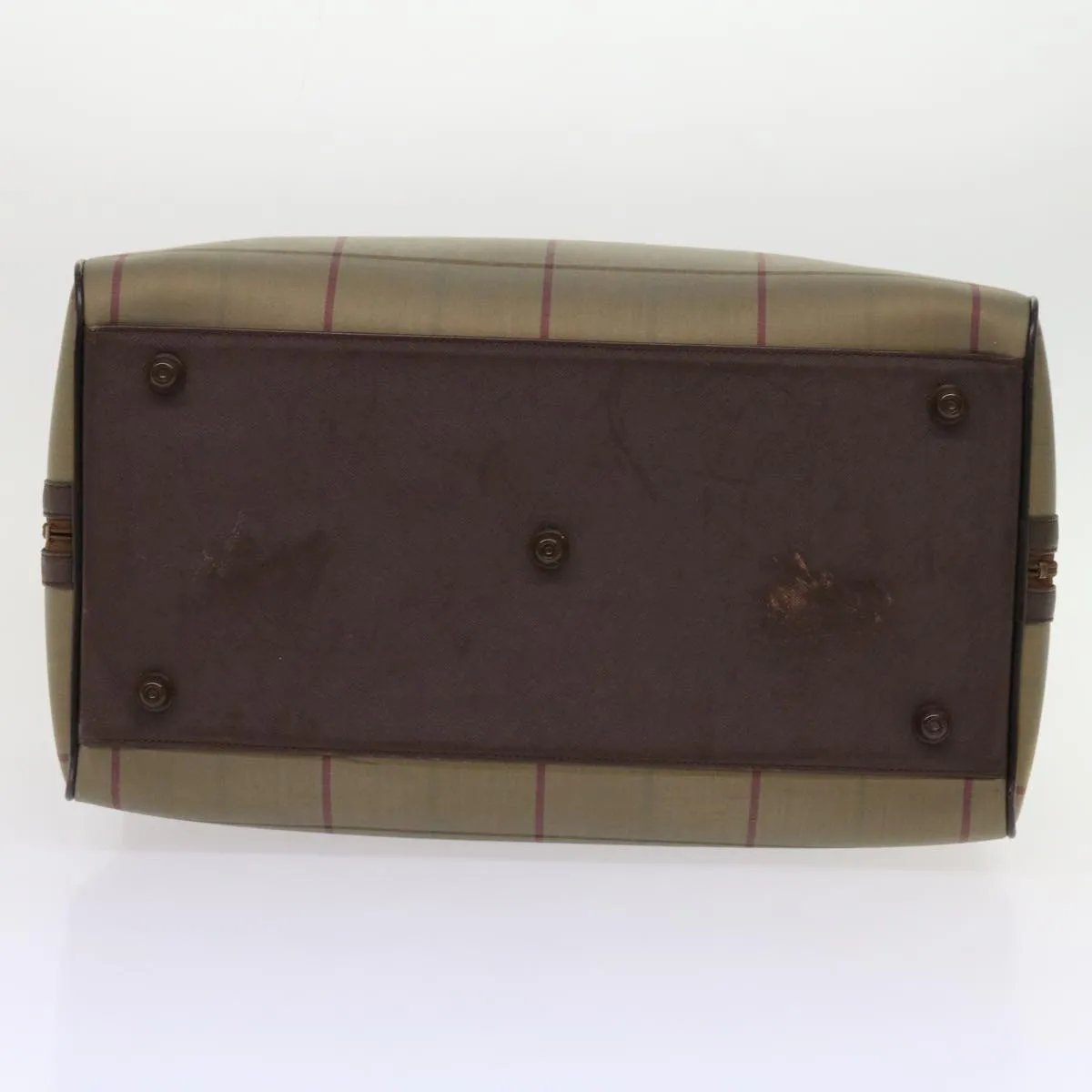 BURBERRYSs Nova Check Boston Bag Nylon Canvas Brown Auth hk981
