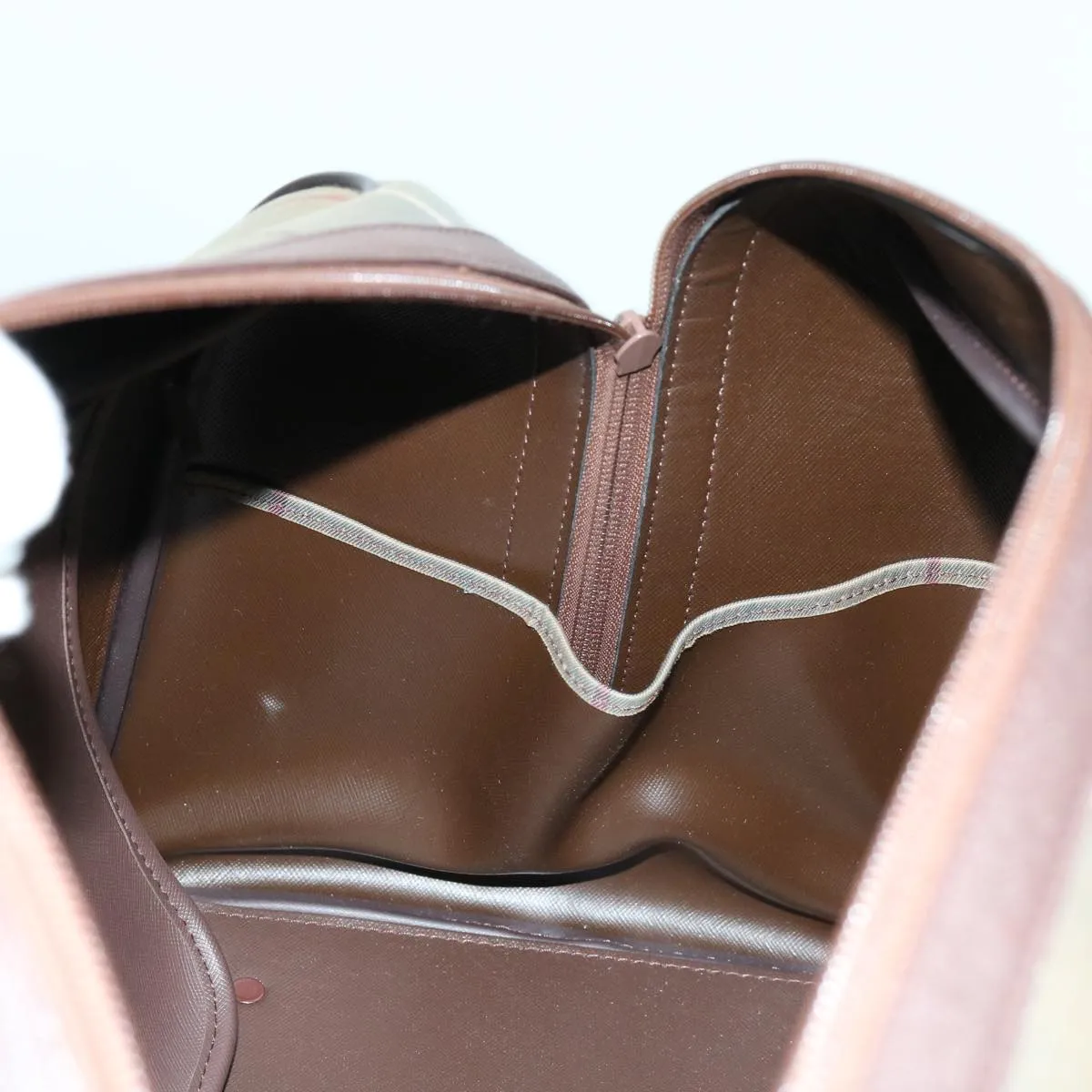 BURBERRYSs Nova Check Boston Bag Nylon Canvas Brown Auth hk981