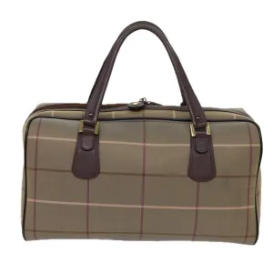 BURBERRYSs Nova Check Boston Bag Nylon Canvas Brown Auth hk981