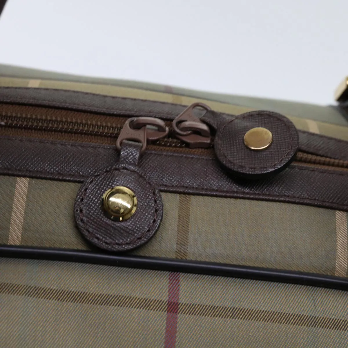 BURBERRYSs Nova Check Boston Bag Nylon Canvas Brown Auth hk981