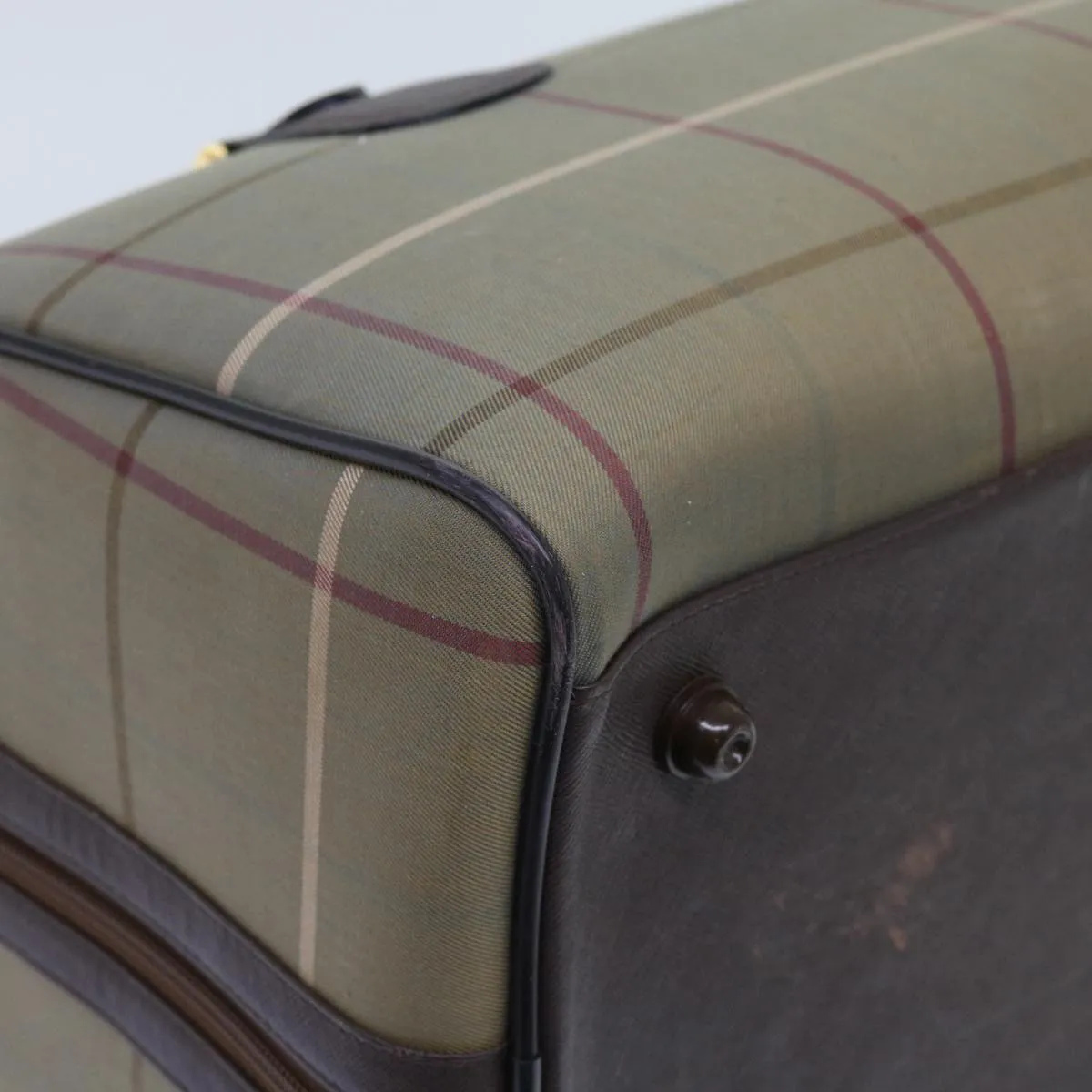BURBERRYSs Nova Check Boston Bag Nylon Canvas Brown Auth hk981