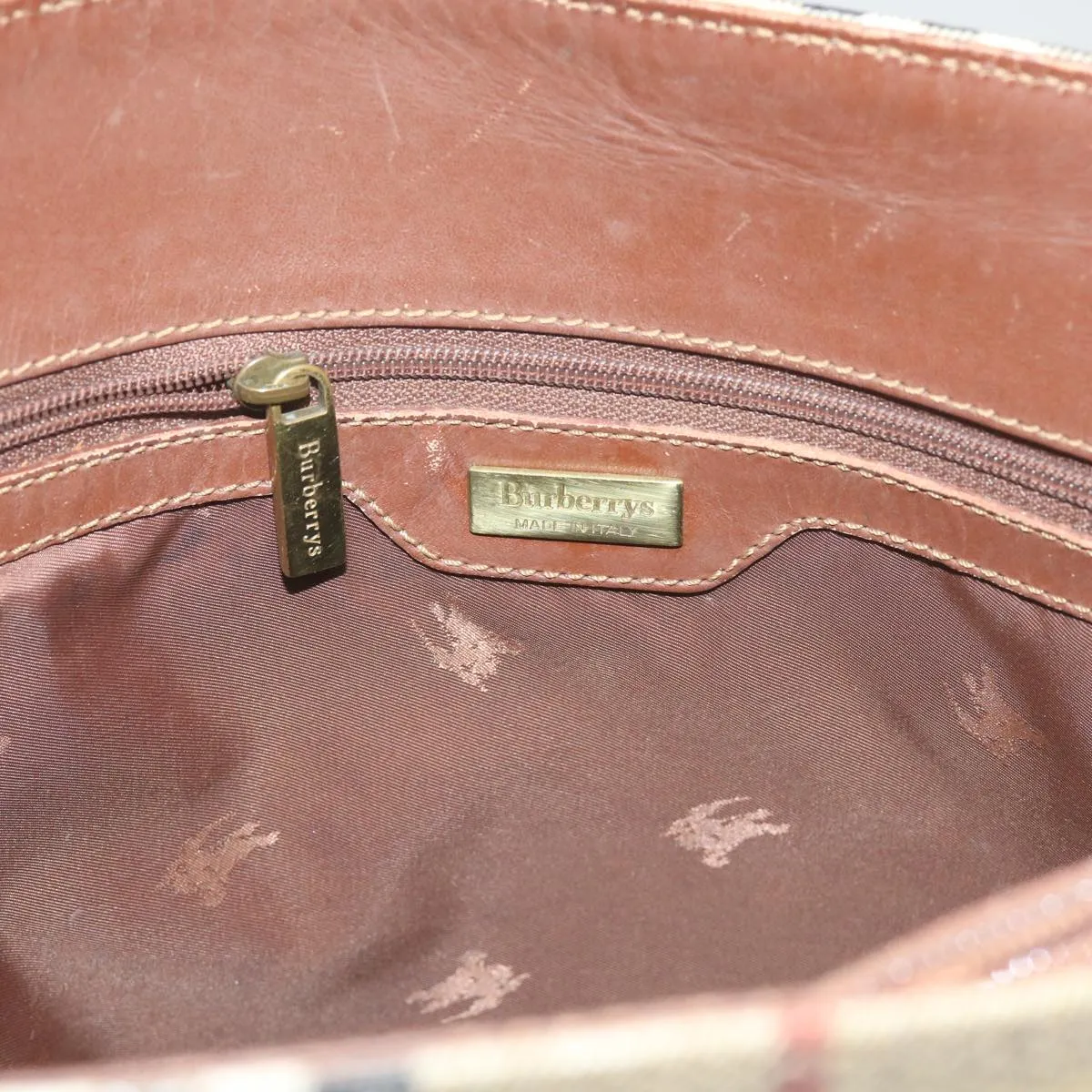 BURBERRYSs Nova Check Tote Bag PVC Leather Beige  60590