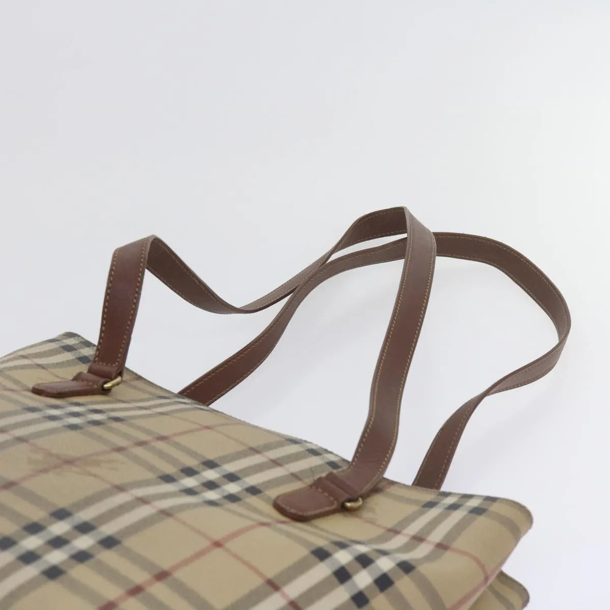 BURBERRYSs Nova Check Tote Bag PVC Leather Beige  60590