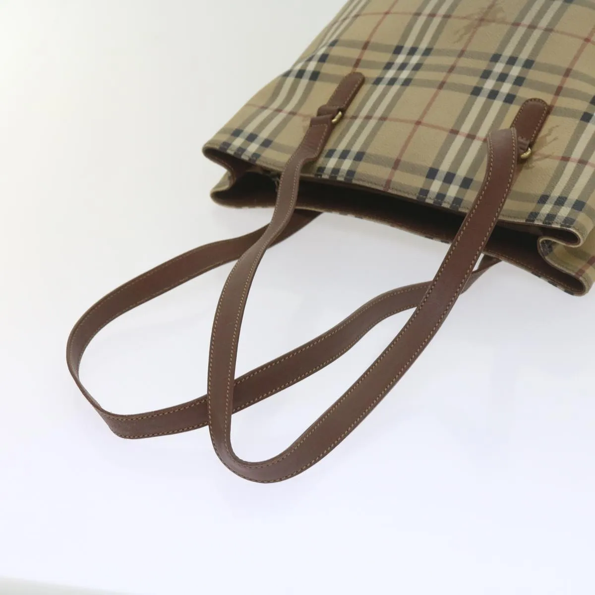 BURBERRYSs Nova Check Tote Bag PVC Leather Beige  60590