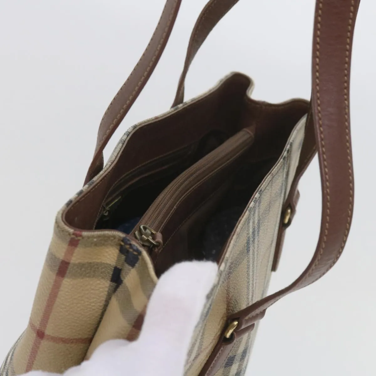 BURBERRYSs Nova Check Tote Bag PVC Leather Beige  60590
