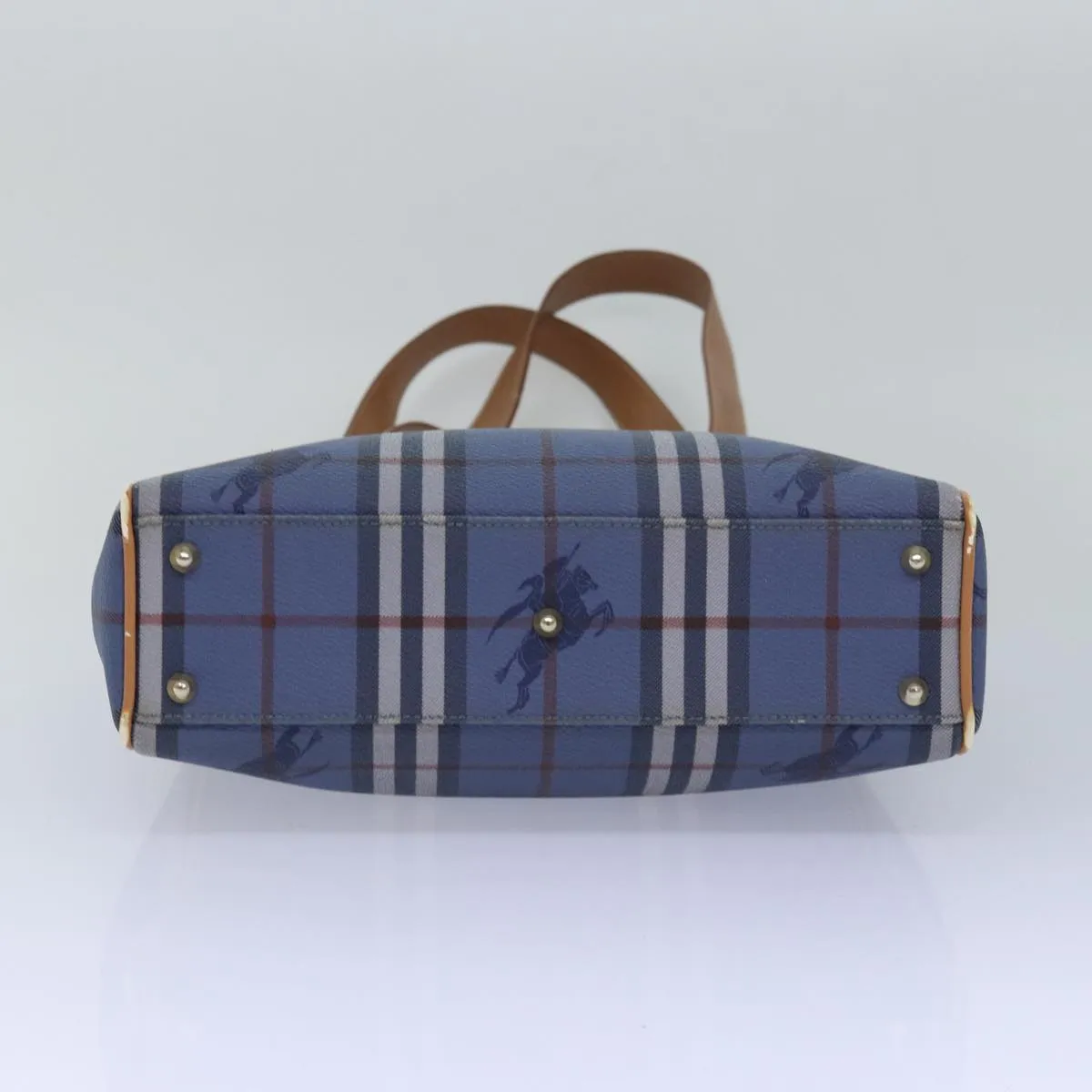 BURBERRYSs Nova Check Tote Bag PVC Leather Blue Auth 81458