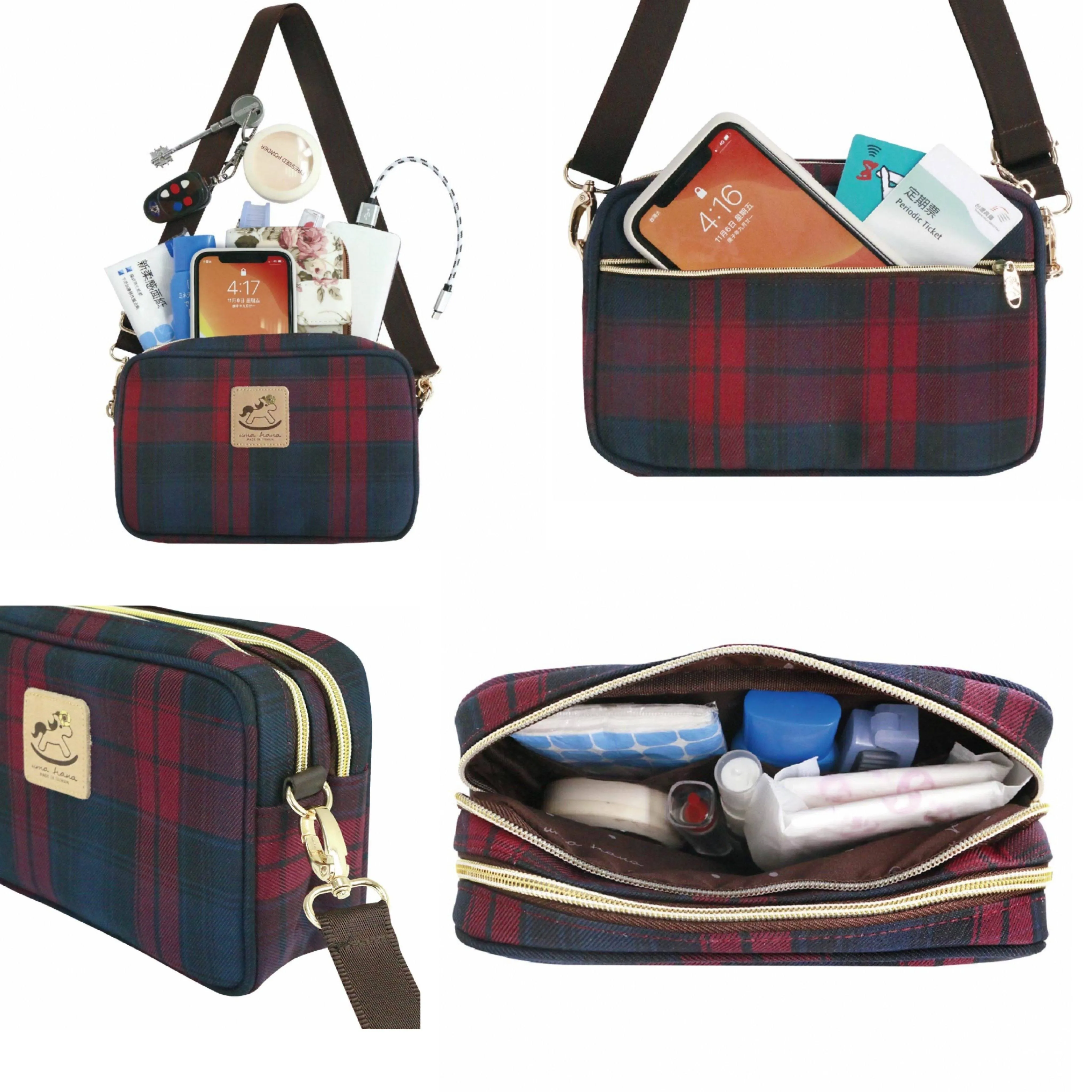 Burgundy Double Zipper Crossbody
