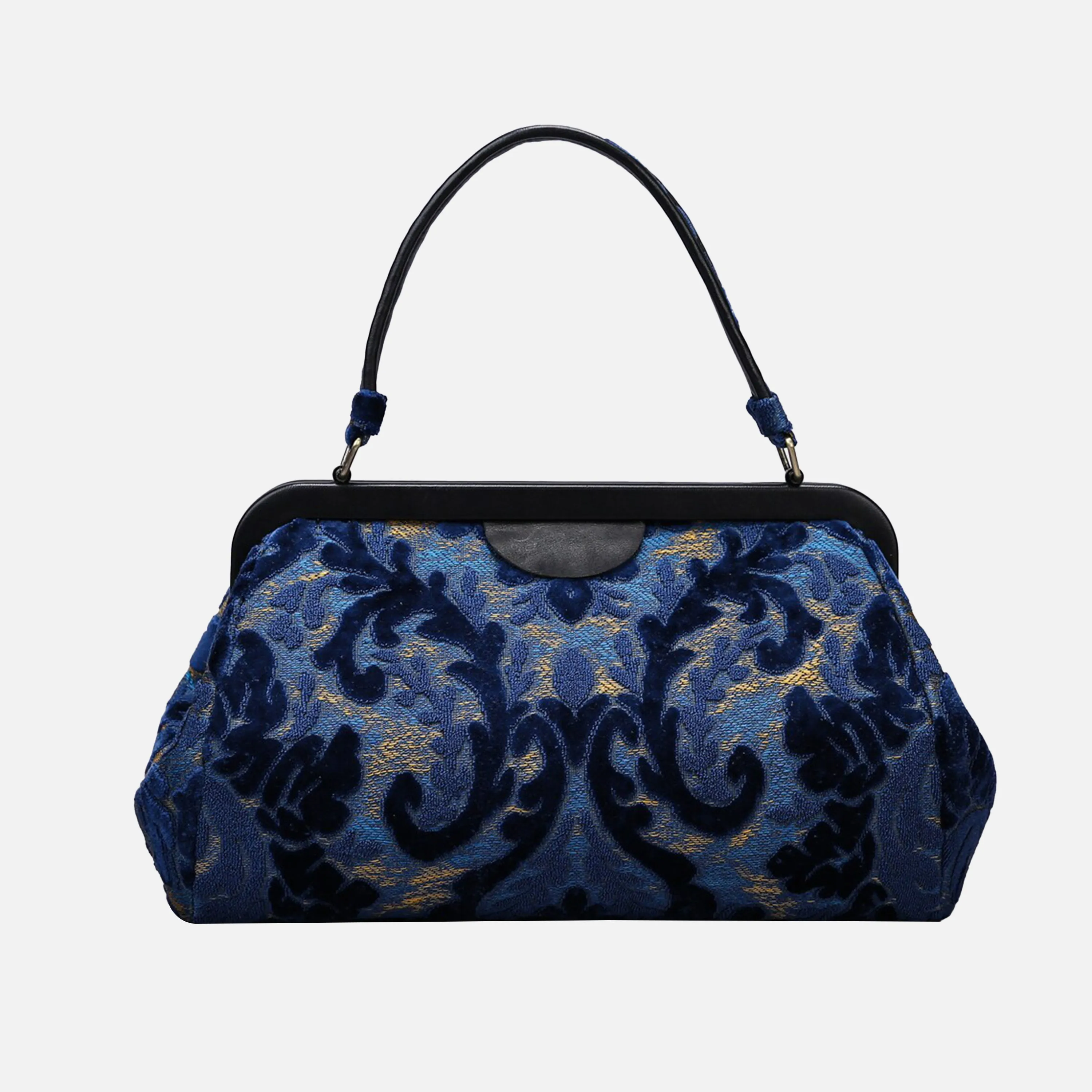 Burnout Velvet Navy Top Handle Purse