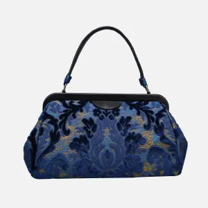 Burnout Velvet Navy Top Handle Purse