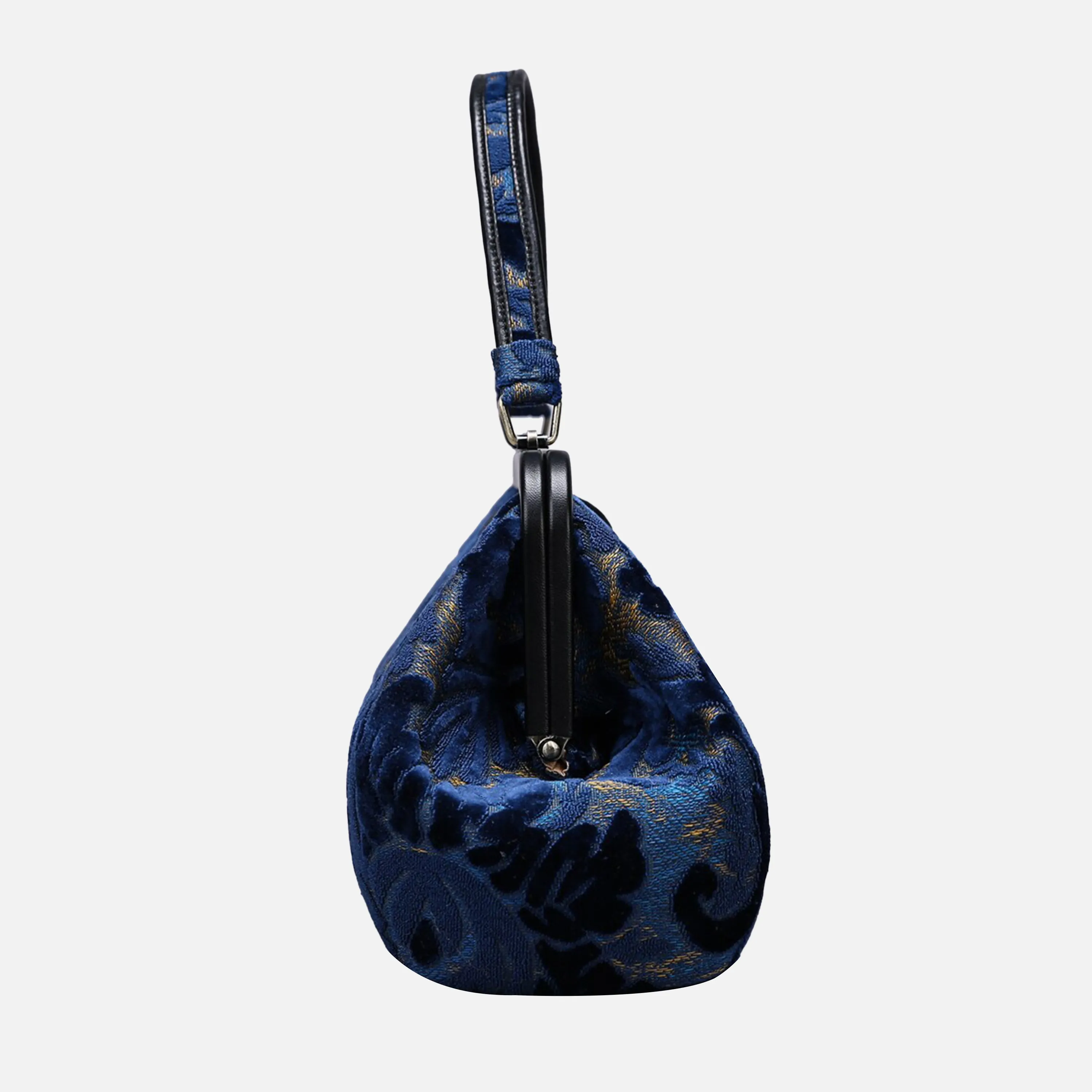 Burnout Velvet Navy Top Handle Purse