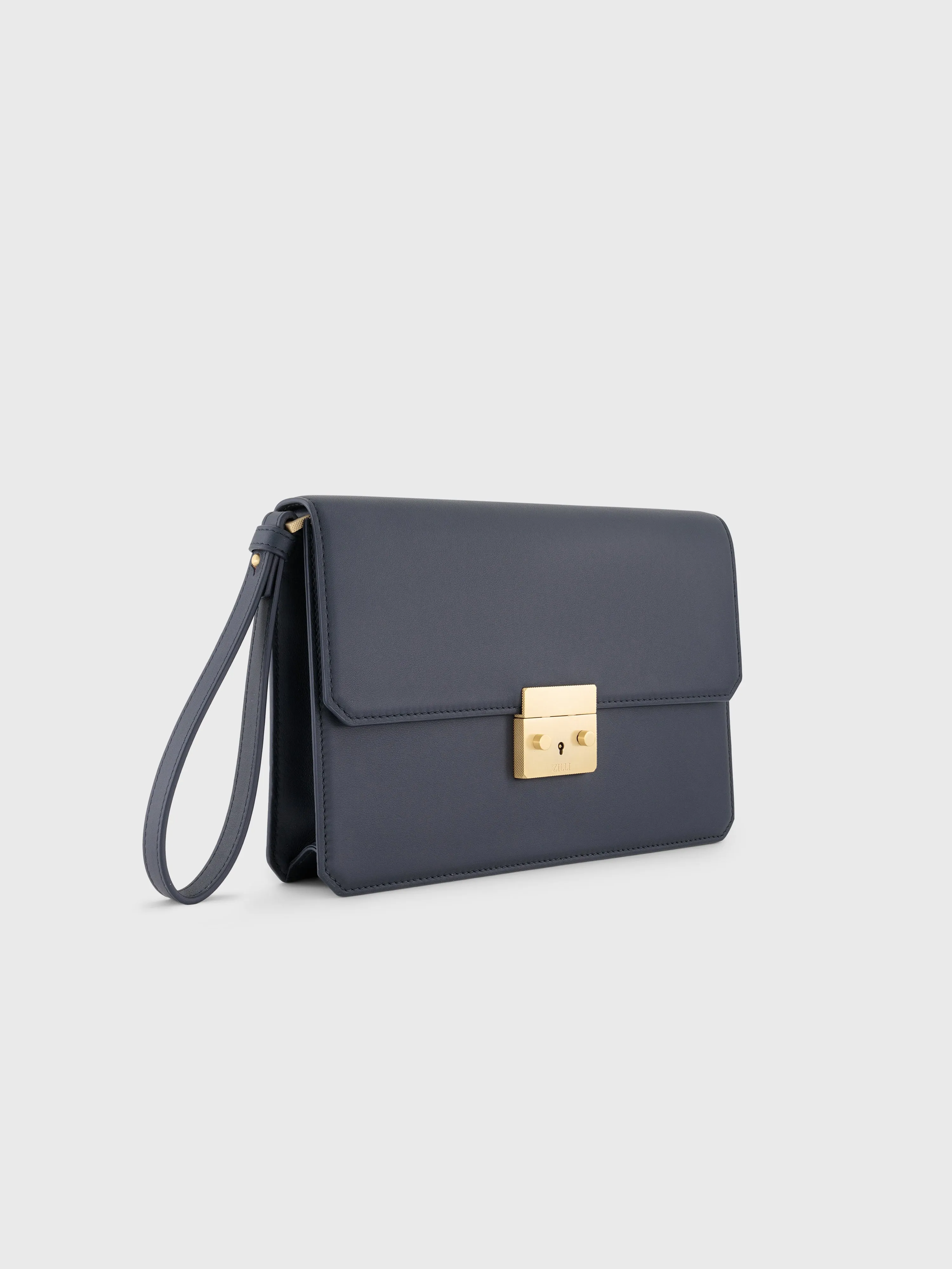 Calfskin Clutch Bag Blue Navy