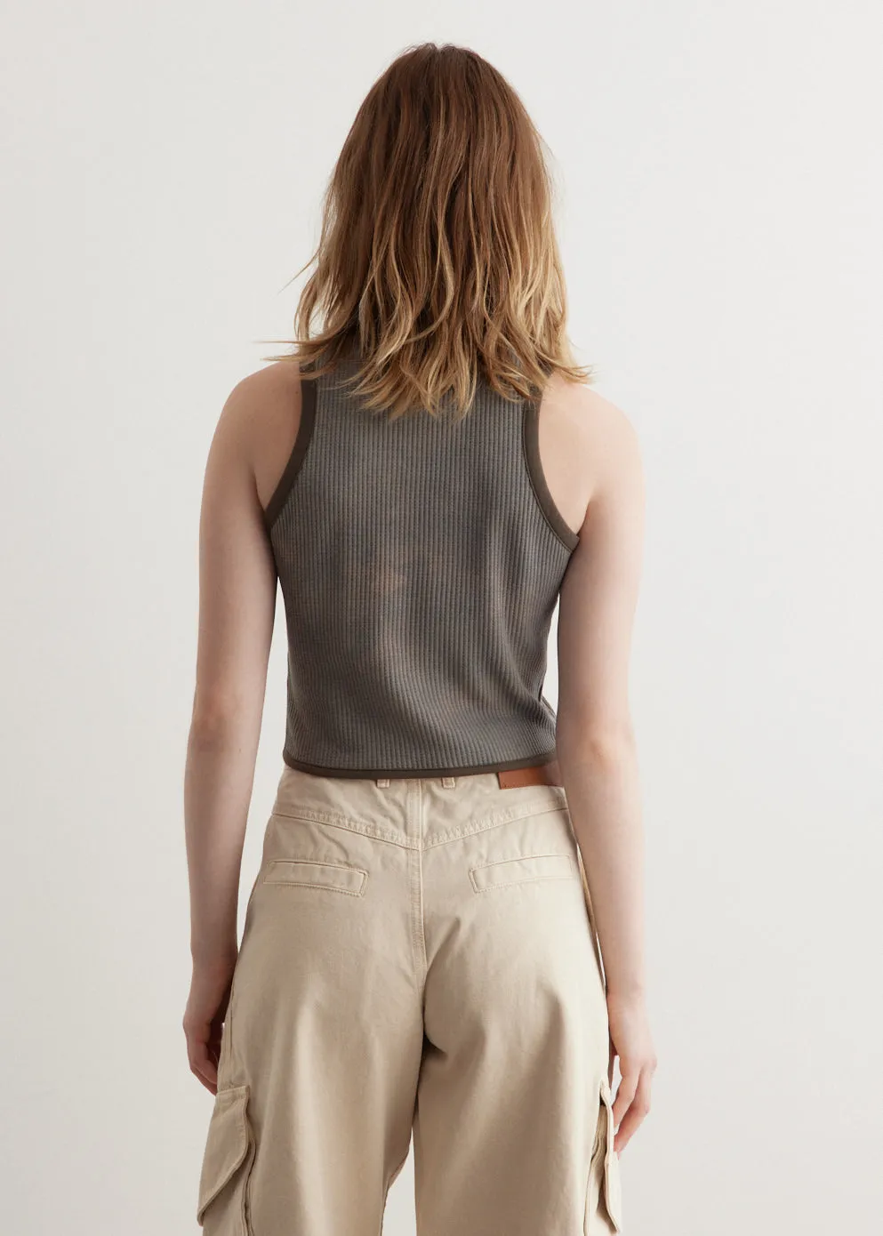 Camouflage Hand-Braided Waffle Tank Top