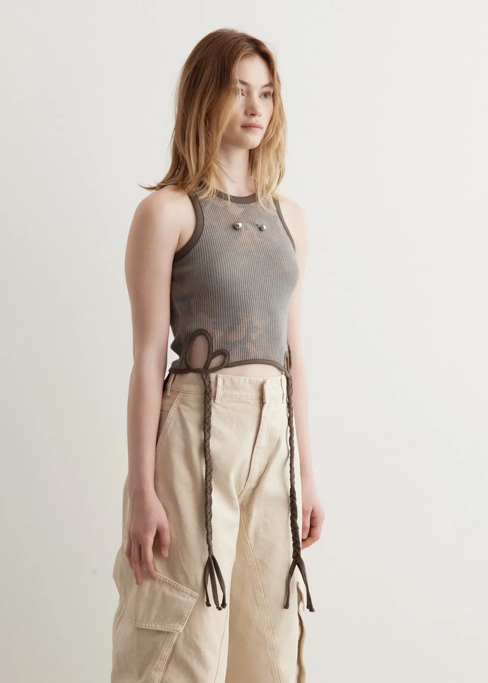 Camouflage Hand-Braided Waffle Tank Top