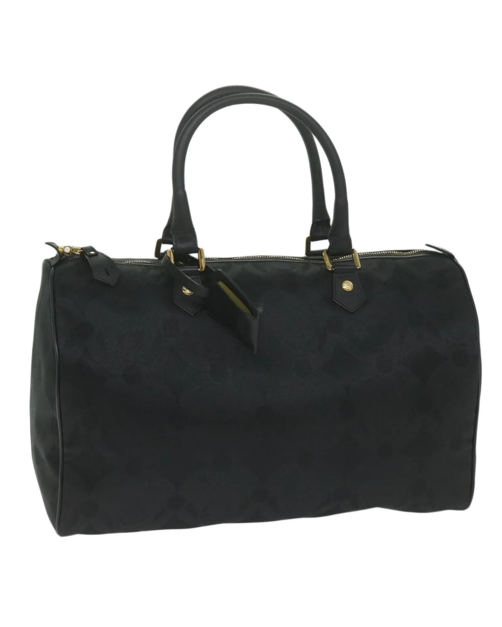 Canvas Black Boston Bag with Padlock and Key