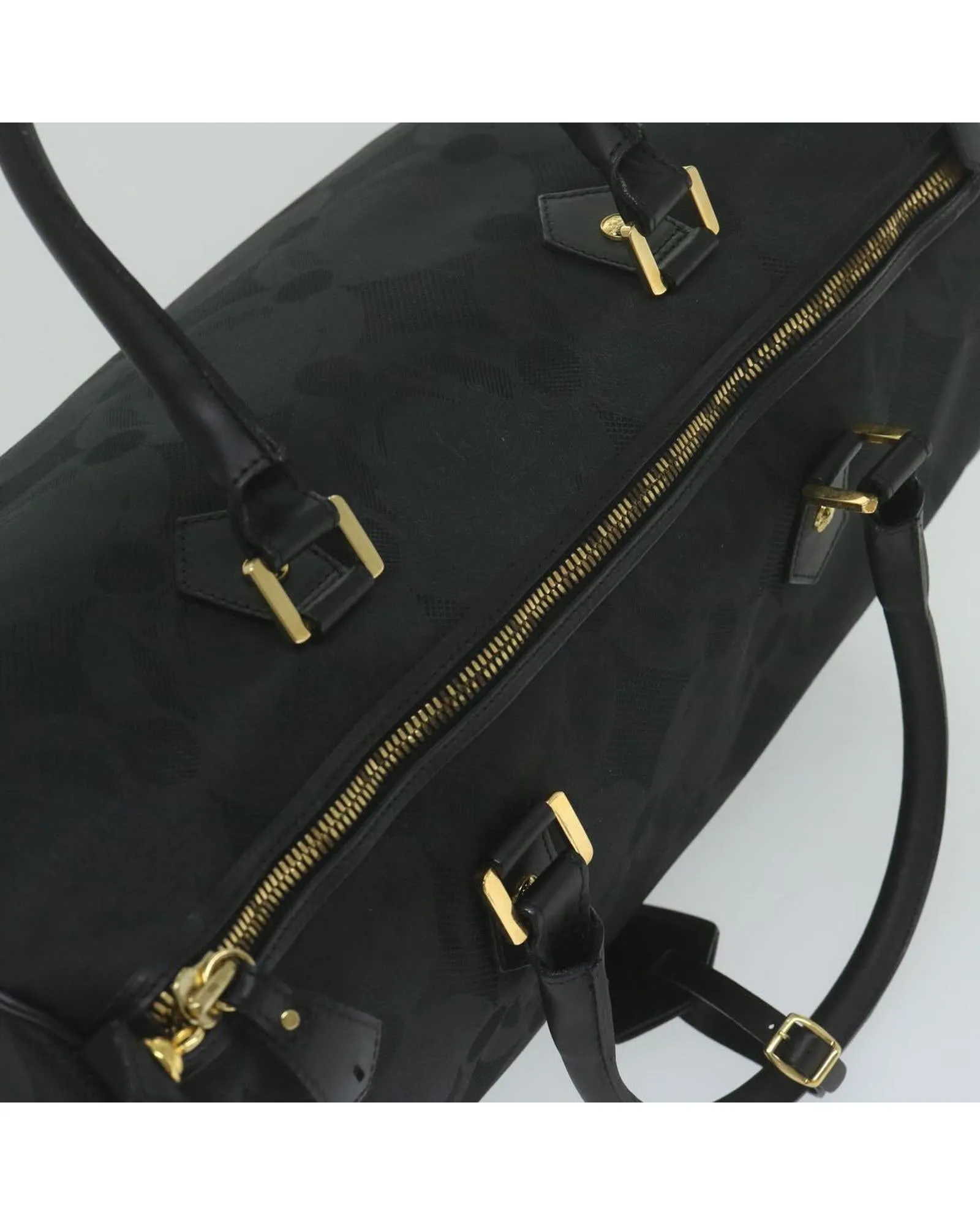 Canvas Black Boston Bag with Padlock and Key