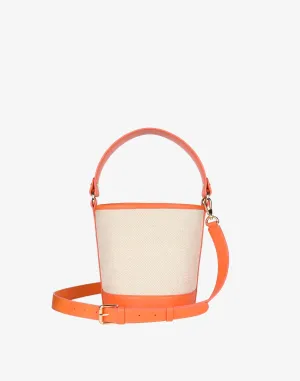 Canvas Mini Bucket Bag (Linen/Orange)
