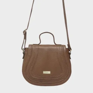 'CARMEL' Tan Real Leather Shoulder Crossbody Bag