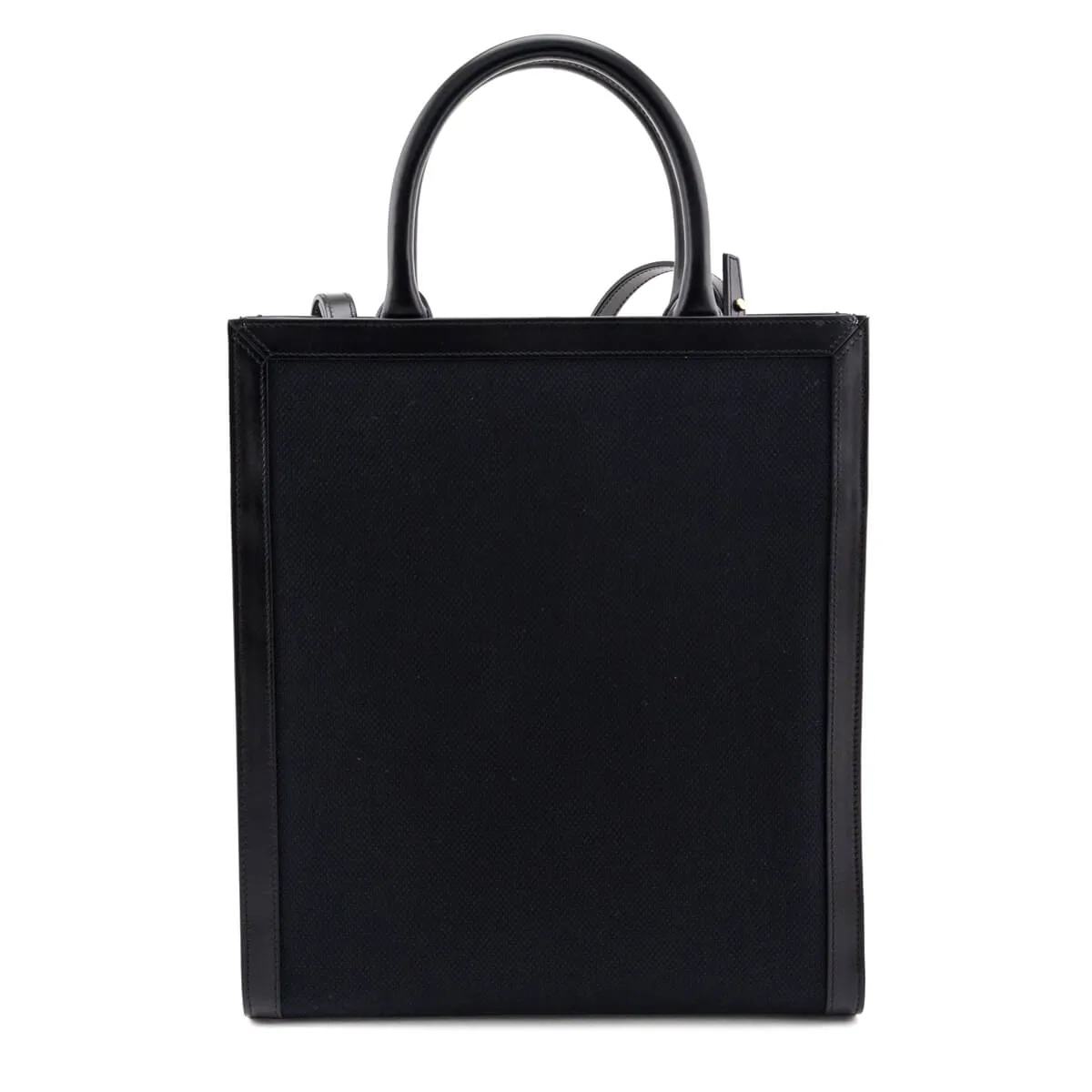Celine Black Canvas & Calfskin Small Vertical Cabas Tote
