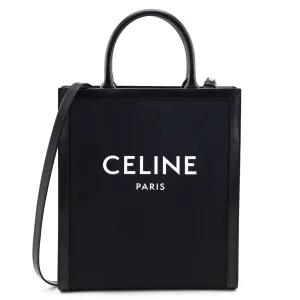Celine Black Canvas & Calfskin Small Vertical Cabas Tote