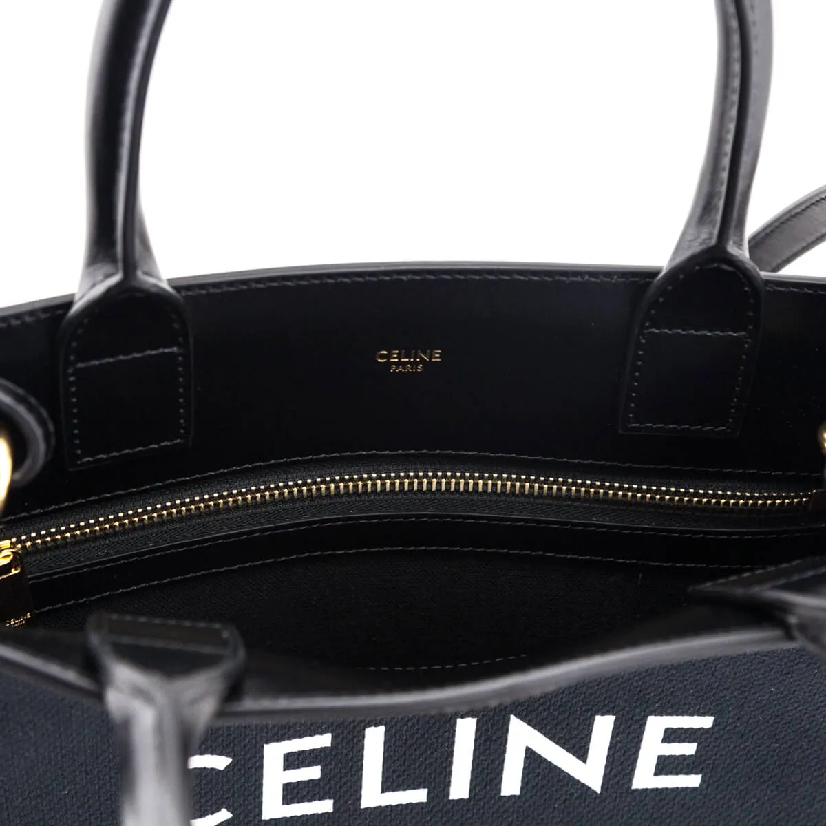 Celine Black Canvas & Calfskin Small Vertical Cabas Tote