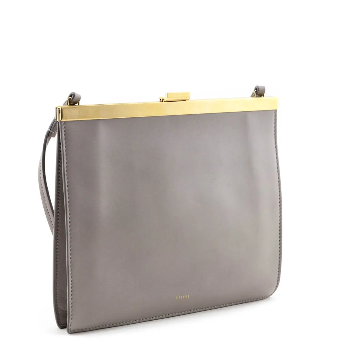 Celine Gray Smooth Calfskin Mini Clasp Bag