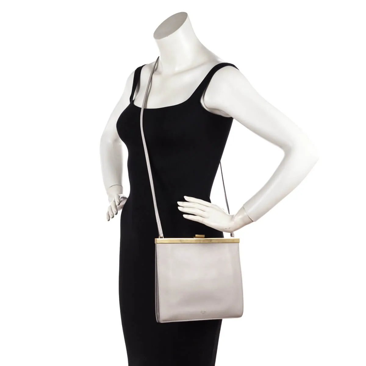 Celine Gray Smooth Calfskin Mini Clasp Bag