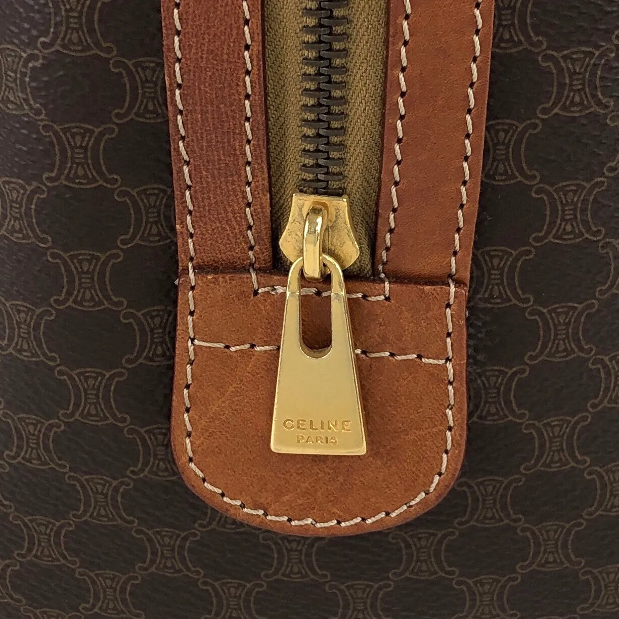 CELINE Macadam Blason Boston bag Brown Vintage iffx2u