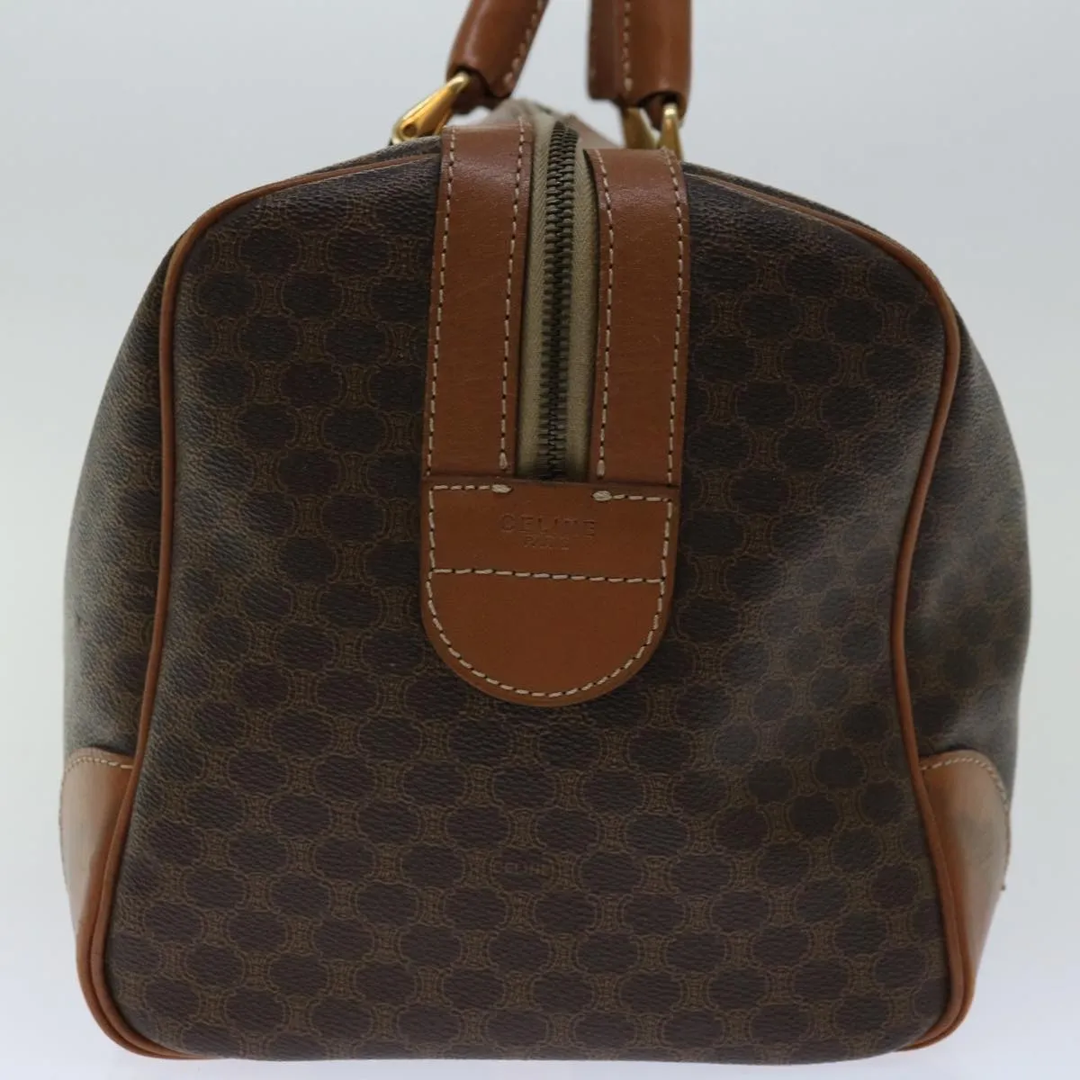 CELINE Macadam Canvas Boston Bag PVC Brown Auth 68475