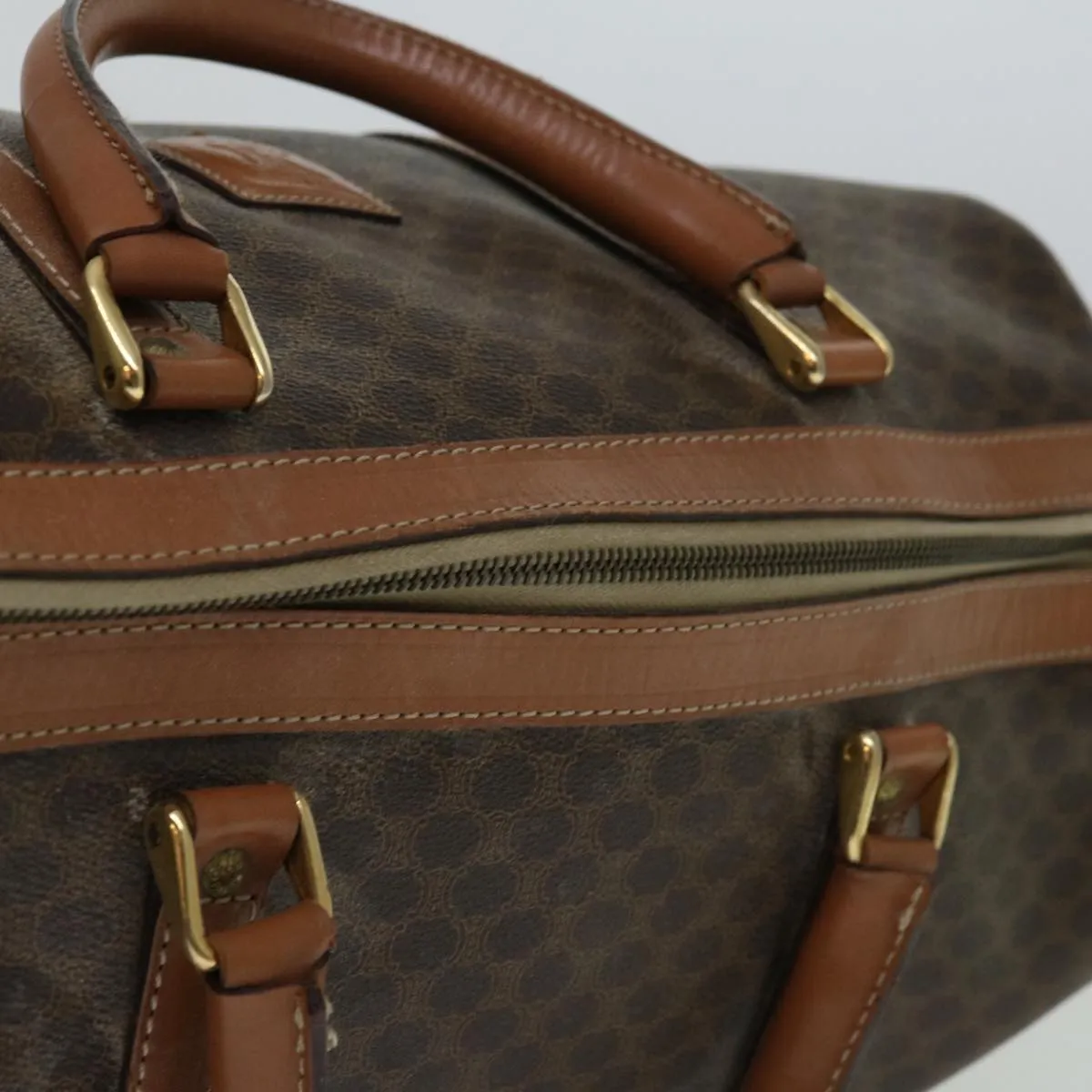 CELINE Macadam Canvas Boston Bag PVC Brown Auth 68475