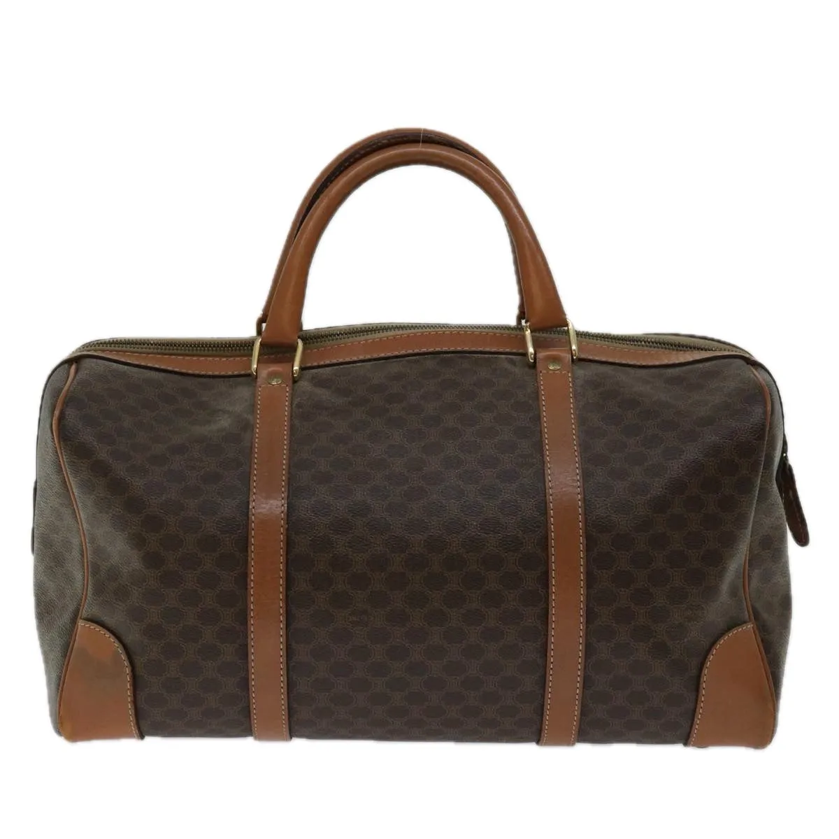 CELINE Macadam Canvas Boston Bag PVC Brown Auth 68475