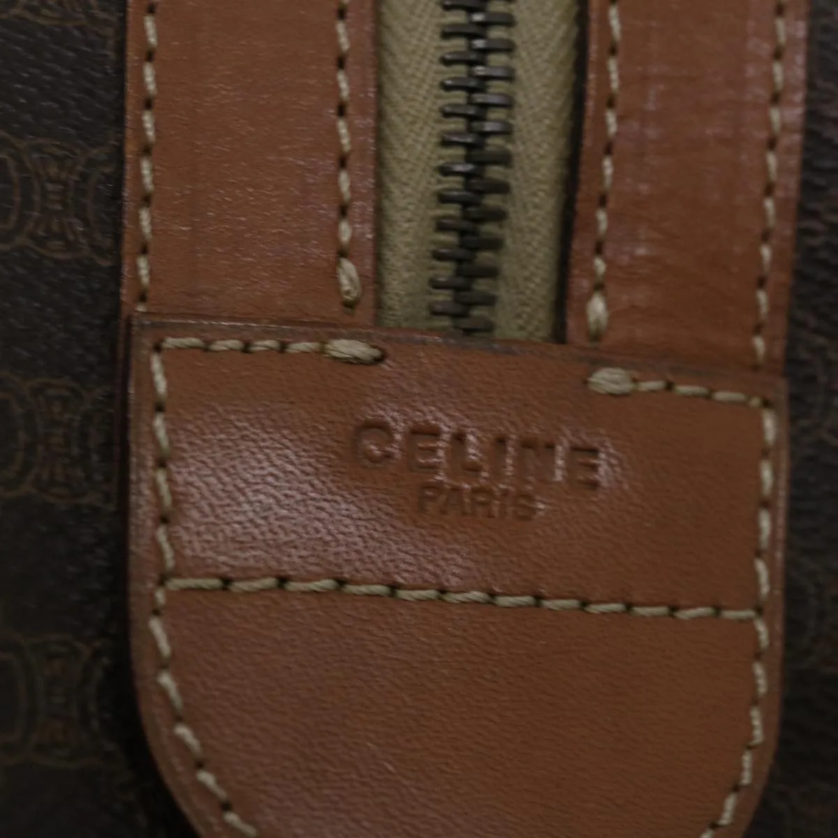 CELINE Macadam Canvas Boston Bag PVC Brown Auth 68475