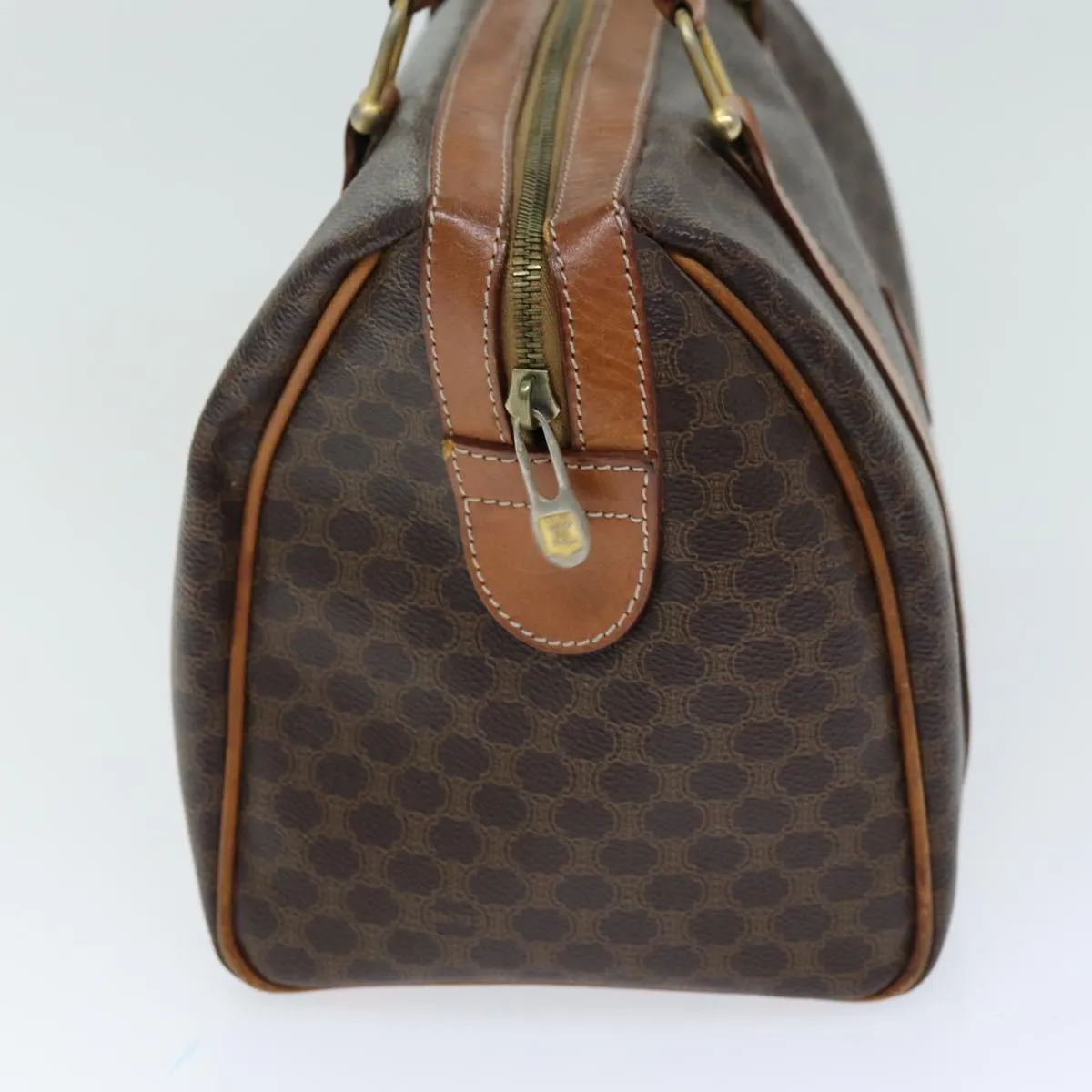 CELINE Macadam Canvas Boston Bag PVC Brown Auth ki4503